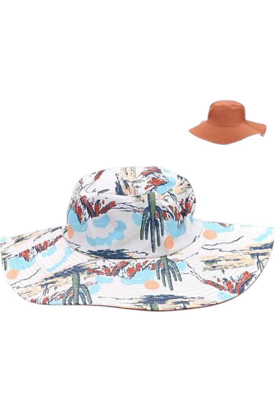 Samantha Brown Women's Printed Reversible Bucket Hat Mocha Bisque